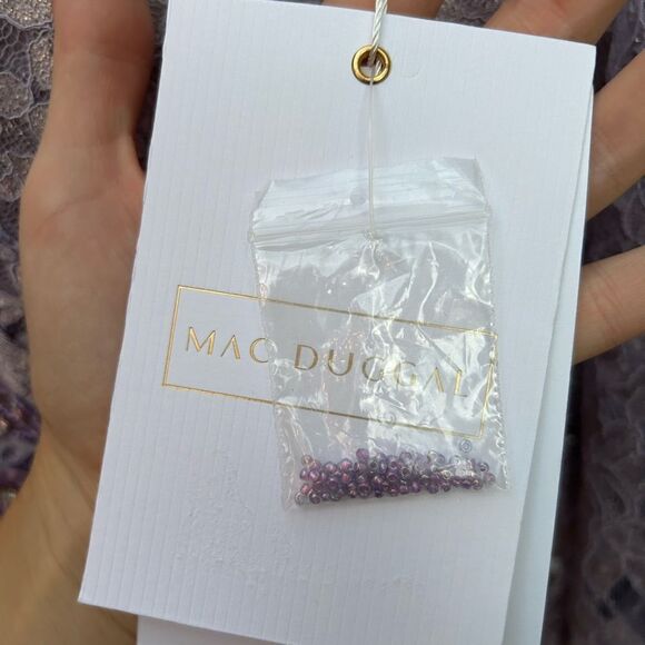 Mac Duggal Lace Long Sleeve V Neck Embellished Gown Vintage Lilac size 10 NWT - Picture 10 of 11